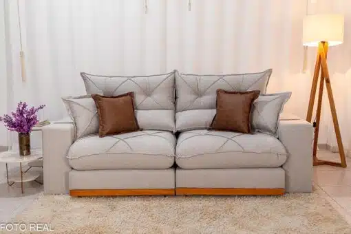 Sofá Retrátil Reclinável Gran Bello 2.50m Linho Cinza - Molas Ensacadas - Imagem 5