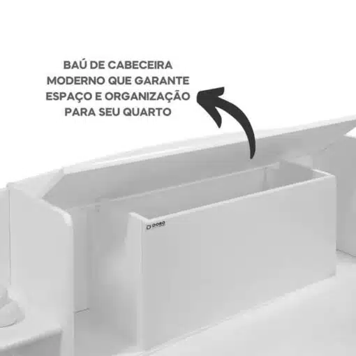 Cama Solteiro Milênio Cinamomo Cabeceira C/ Baú Larg. 1.30m - D Doro - Imagem 7
