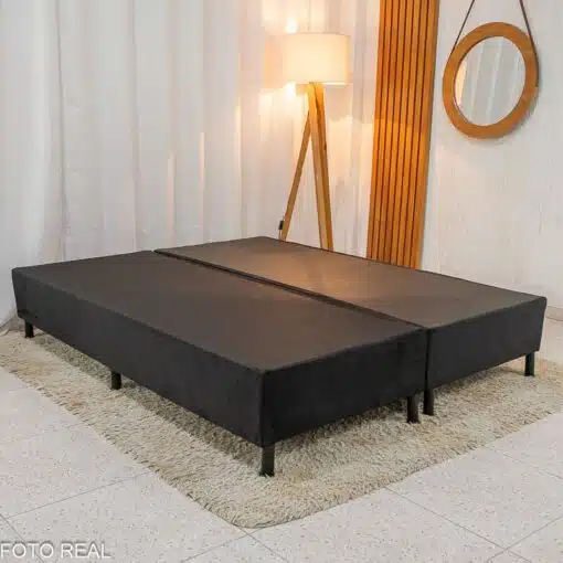 Box Queen Sued Preto 158x198x37 - Nosso Sonho