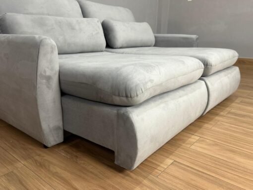 Sofá Cama Retrátil Reclinável Amaranto 2.10m Mod.90 - Prata Veludo - Imagem 3