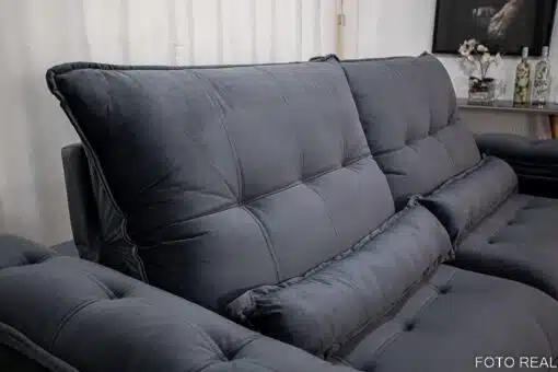 Sofá Retrátil Reclinável Ibis 2.50m Veludo Cinza 814 - D33 e Molas Ensacadas - Imagem 8