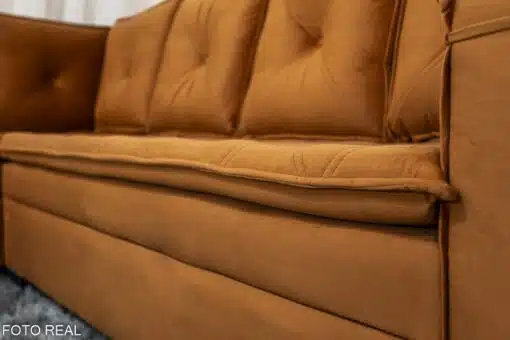 Sofá Canto 5 lugares com Puff Alemanha Veludo Terracota A62 - Imagem 7