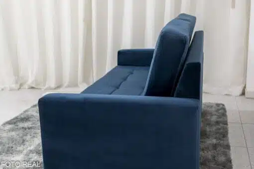 Sofá 3 lugares Living Áustria Veludo Azul A16 Larg. 1.70m - Imagem 4