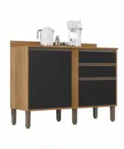 Balcão de Cozinha Pérola 1,20m - Cinamomo/Preto