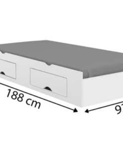 Cama Auxiliar solteiro com 2 gavetas - Branco