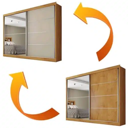 Guarda-Roupa 2 Portas Verona 2,02 m Peroba/Off White/Peroba - MÓVEIS EUROPA - Imagem 2