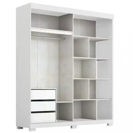 Roupeiro Heloisa Branco 2 Portas C/ 1 Espelho e Pés 100% MDF Larg. 1.80m - ACP - Imagem 3
