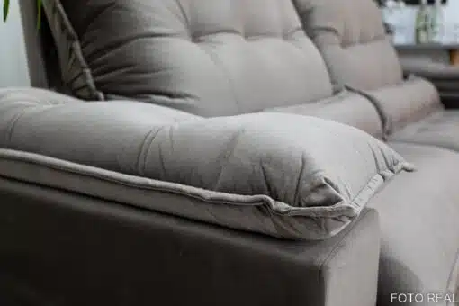 Sofá Retrátil Reclinável Ibis 2.50m Veludo Cinza 813 - D33 e Molas Ensacadas - Imagem 6