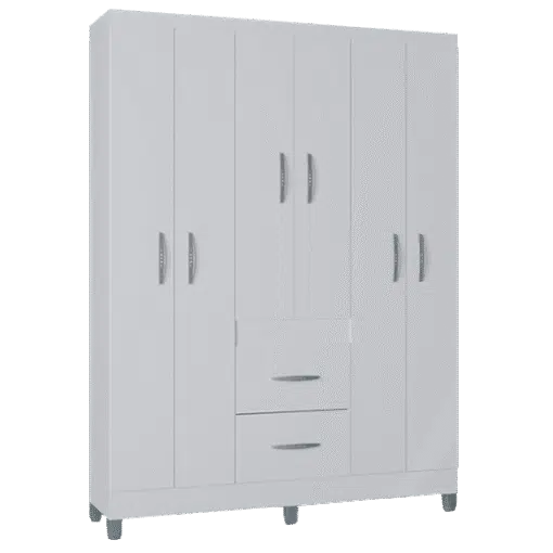 Guarda-Roupa 6 Portas Milão 1,35 m Branco - POQUEMA - Imagem 2