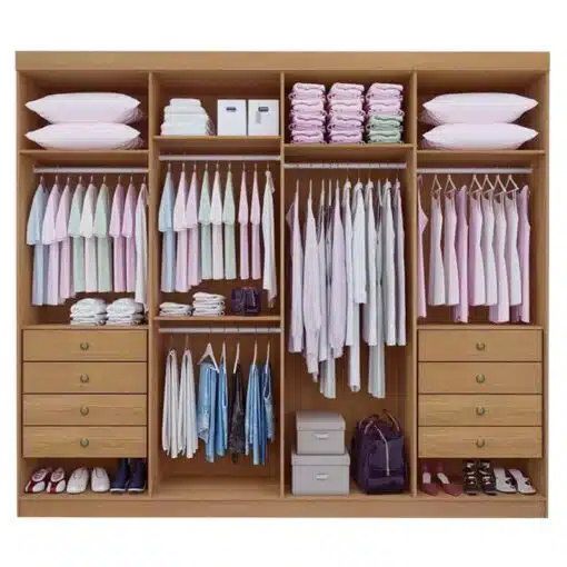 Roupeiro Casal Daymond Cinamomo 8 Portas 8 Gavetas 100% MDF Larg. 2.75m  - D Doro - Imagem 3