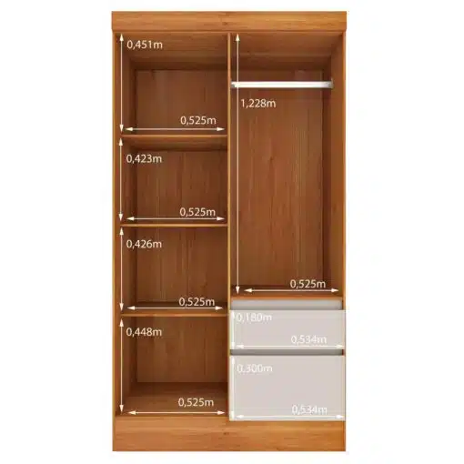 Guarda-Roupa 4 Portas Oregon/Belize 1,08 m Cinamono/Off White - TCIL - Imagem 4