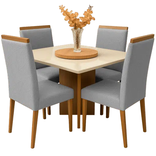 Mesa Salinas 90 Cinamomo/Off White com 4 Cadeiras Samantha 05 Veludo Cinza Prata 1013 – AVALON DECOR + CARVALHO DECOR - Imagem 4