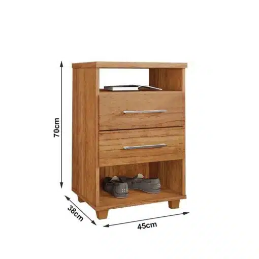 Mesa de Cabeceira Valente Cedro 2 Gavetas Larg. 0.45m - Rud Rack - Imagem 2
