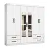 Guarda-Roupa Hércules c/ espelho 6 portas e 4 gavetas - Branco