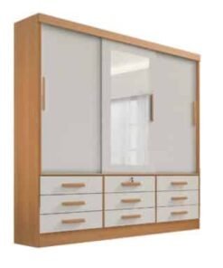 Guarda-Roupa Meridian 3 portas e 9 gavetas - Cinamomo/Off white