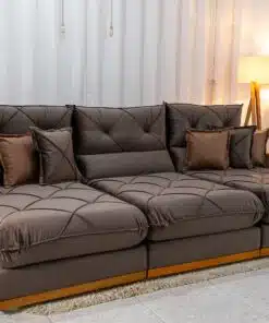 Sofá Retrátil Reclinável Gran Bello 3.20m Veludo Marrom - Molas Ensacadas