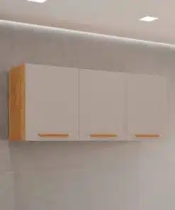 Armário de Cozinha Aéreo New Valência Triplo 1,20m - Cinamomo/Off White