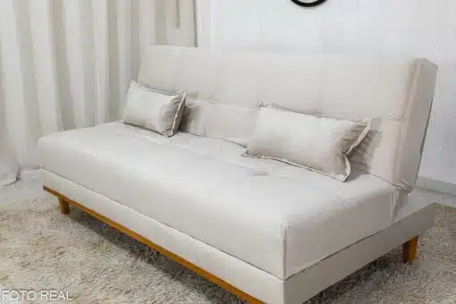 Sofá Cama Madrid Veludo Bege 2269 Larg. 1.80m - Molas Bonnel - Imagem 2