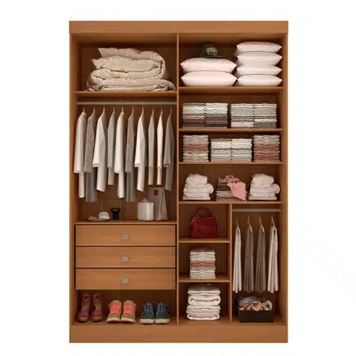 Roupeiro Solteiro Da Vinci Plus Cinamomo 4 Portas 3 Gavetas 100% MDF Larg. 1.85m - D Doro - Imagem 2