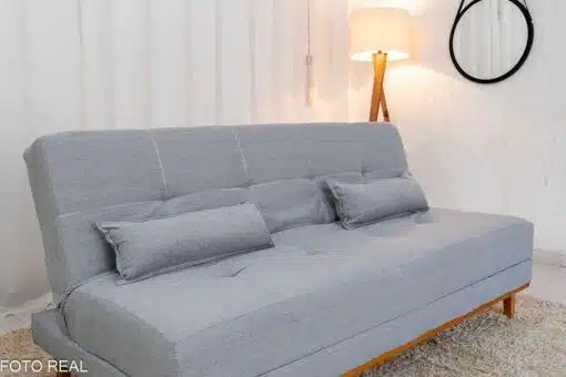 Sofá Cama Madrid larg. 1.80m Molas Bonnel Linho Cinza 2275 - Imagem 4