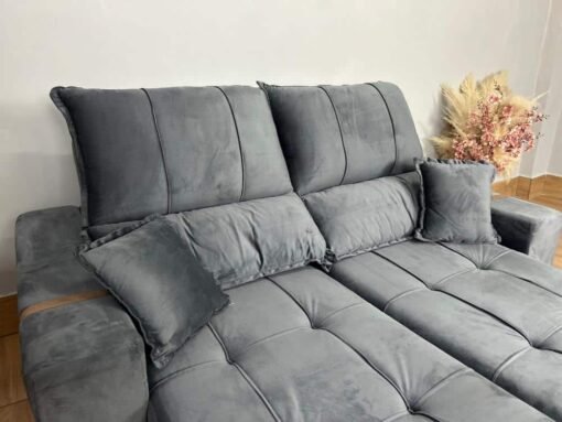 Sofá Retrátil Reclinável Oásis 1.80m - Cinza Veludão - Imagem 4