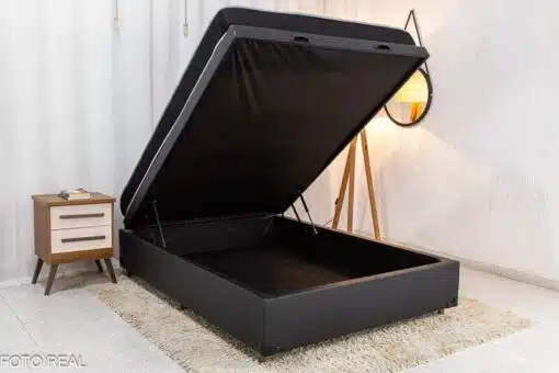Box Baú Casal Eli Korino Preto Blindado + Colchão Casal Santé D33 138x188x15 Nosso Sonho - Imagem 2