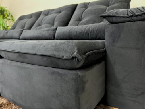Sofá Retrátil Reclinável Atenas 2.70m - Preto Veludo - Imagem 4