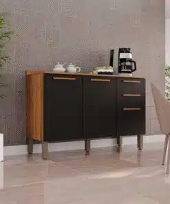 Balcão de Cozinha New Valência 1,20m -  Cinamomo/Preto