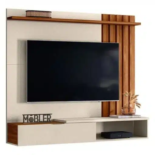 Home Suspenso Vegas Larg. 1.60m com Detalhe Ripado Pérola Metalizada/Cinamomo Mel -Mobler - Imagem 4
