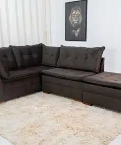 Sofá de Canto Vênus Veludo 3 em 1 Marrom 524