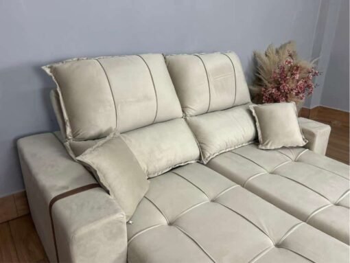 Sofá Retrátil Reclinável Oásis 1.80m - Bege Veludão - Imagem 3