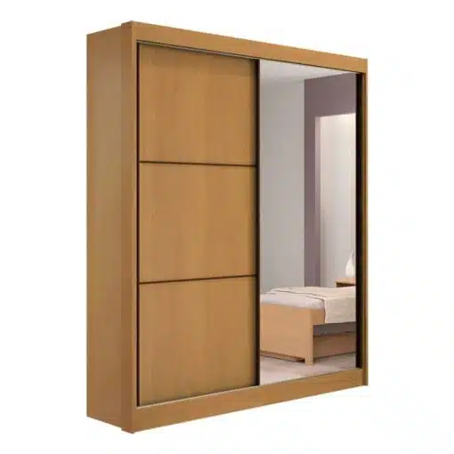 Roupeiro Atenas Cinamomo/Off 2 Portas C/ 1 Espelho 100% MDF Portas Flex Larg. 1.85m - D Doro - Imagem 5
