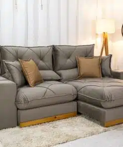 Sofá Retrátil Reclinável Gran Bello 2.00m Veludo Capuccino - Molas Ensacadas