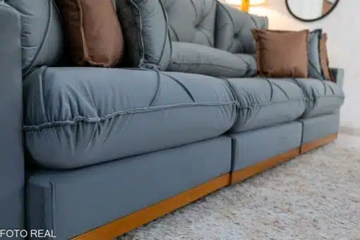 Sofá Retrátil Reclinável Gran Bello 3.20m Veludo Cinza - Molas Ensacadas - Imagem 7