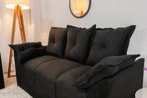 Sofá 3 e 2 lugares Petra Veludinho Preto 601 - Imagem 5