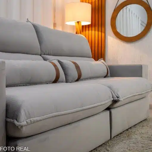 Sofá Retrátil Reclinável Ravello 2.50m Veludo Prata 3040/03 - Molas Ensacadas Pockets - Imagem 10