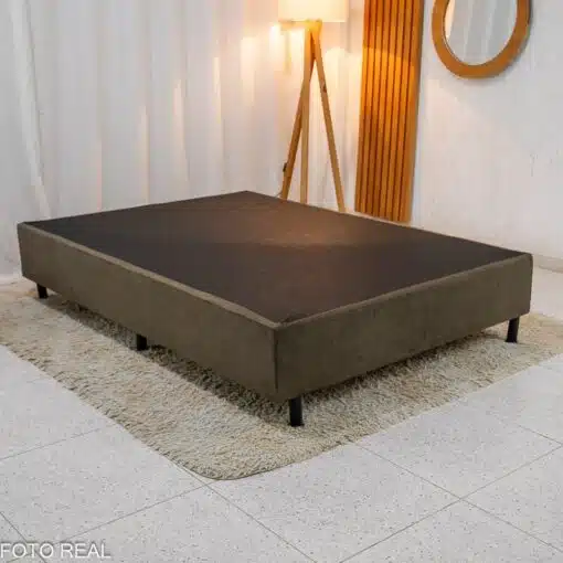 Box Casal Sued Marrom 138x188x37 - Nosso Sonho