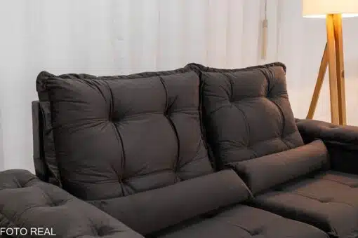 Sofá Retrátil Reclinável Grécia 2.00m Veludo Marrom - Sem Caixa - Imagem 6