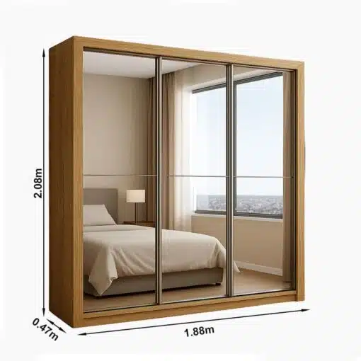 Guarda-Roupa Veneza Premium Larg. 1.88m 3 Portas C/ 3 Espelho 4 Gavetas Cinamomo Carioca - Imagem 4