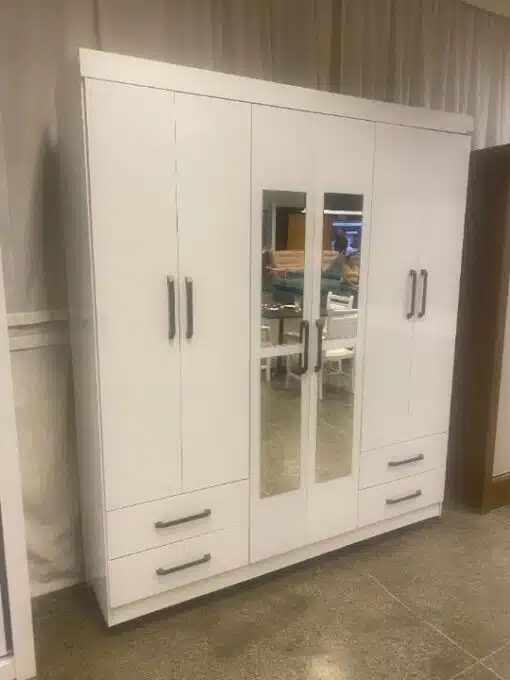 Guarda-Roupa 6 Portas Hércules(Com espelho)1,77 m Branco - CARIOCA MÓVEIS - Imagem 3