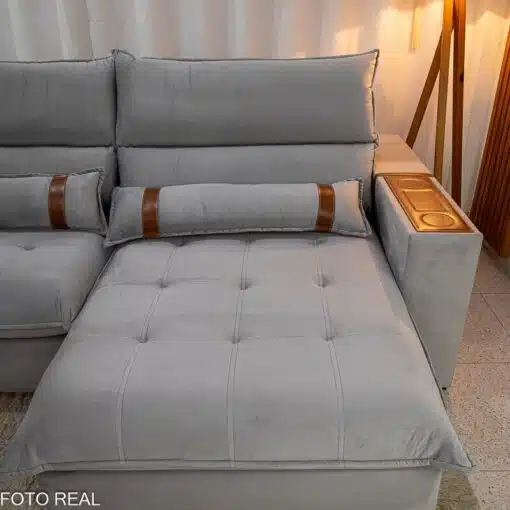 Sofá Retrátil Reclinável Ravello 2.50m Veludo Prata 3040/03 - Molas Ensacadas Pockets - Imagem 6