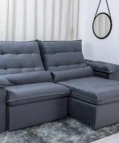 Sofá Retrátil Reclinável Emanuelly 2.00m Veludo Cinza 20 - D28 Soft