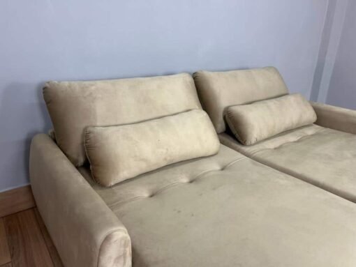 Sofá Cama Retrátil Reclinável Amaranto 2.30m Mod.100 - Capuccino Veludo - Imagem 4