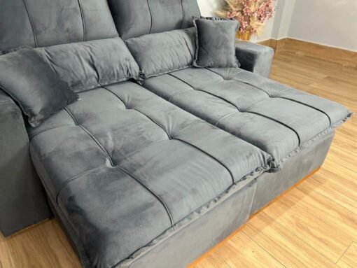 Sofá Retrátil Reclinável Oásis 1.80m - Cinza Veludão - Imagem 5