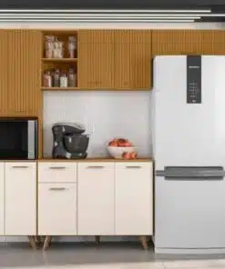 Cozinha Completa Olinda 4 peças - Freijó Ripado/Off White