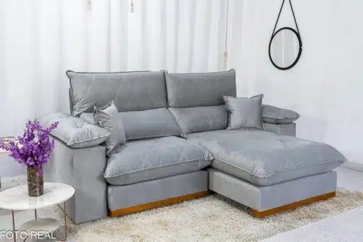 Sofá Retrátil Reclinável Magnum 2.30m Veludo Prata 823 - Molas Ensacadas - Imagem 2