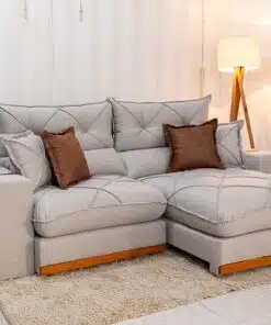 Sofá Retrátil Reclinável Gran Bello 2.50m Linho Cinza - Molas Ensacadas