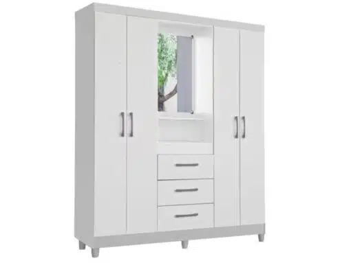 Guarda-Roupa Capelinha Lyon 4 portas com espelho - Branco - Imagem 3