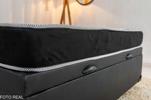 Box Baú Casal Eli Korino Preto Blindado + Colchão Casal Santé D33 138x188x15 Nosso Sonho - Imagem 4