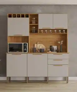 Armário Cozinha New Topázio Cinamomo/Off 6 Portas 2 Gavetas Larg. 1.65m - Sallêto